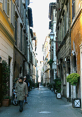 Rome Via dei Coronari street near the Roman roofs apartment
