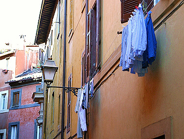 Rome street life: Romans hang their clothes to dry outside