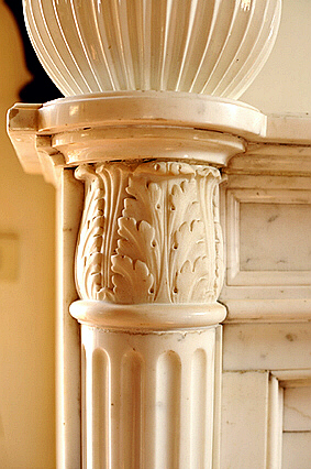 Roman roofs penthouse fireplace detail