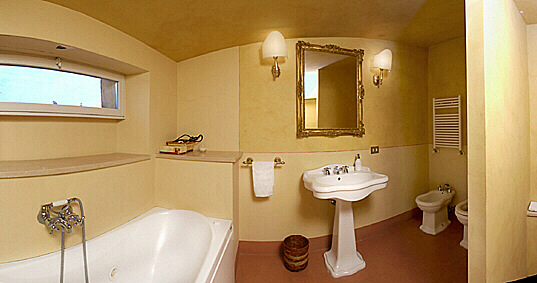 bathroom from its door