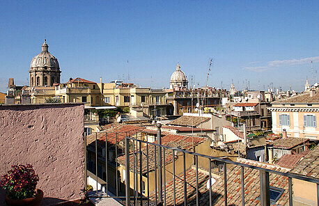 Domes of San Carlo ai Catinari, Sant'Agnese and Sant'Andrea della Valle Rome, visible from the apartment terrace