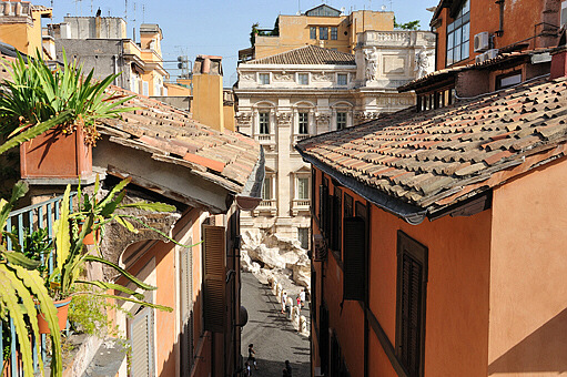 Terrace view from the Three Coins apartment in Rome