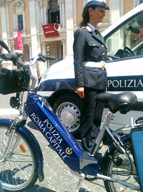 Capitol Hill Rome police with moped motorino